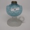 #1 footed finger lamp in Venice pattern with blue opal font frosted handle