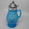 Victorian Syrup Pitcher Pedastal EAPG Blue coin spot