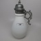 Victorian Syrup Pitcher Milk Glass w/ pewter handle Circa 1870