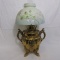 Victorian polished brass table lamp base w/ Mt Washington 10