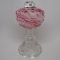 #1 stand lamp in Bloxam pattern with opal Cranberry spatter font. Clear ste