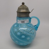 Victorian syrup pitcher Coin dot swirl blue opalescent