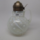 Victorian syrup pitcher Coin DOt swirl french opal