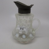 Victorian syrup pitcher 9 panel french opal coin dot