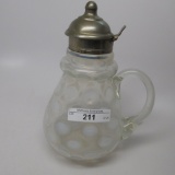 Victorian syrup pitcher french opal ring neck coin spot