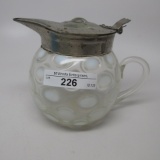 Victorian syrup pitcher Low French Opal Squatty Coin Dot