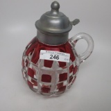 Victorian Syrup Pitcher Ruby Stain block