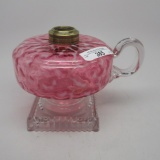 #1 footed finger lamp with cranberry opal font with clear Optic base and ha