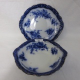 Flow Blue Tourine Pattern - Bowl with Underplate