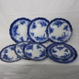 Flow Blue Tourine Pattern - (8) Assort. Plates