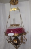 Victorian Hanging Parlor Lamp with 14