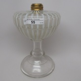 #1 stand lamp Alva pattern. White opal, vertical stripes in font and clear