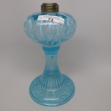 #1 stand lamp in Daffodil pattern with blue opal font and blue stem and bas