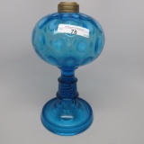 #1 stand lamp with opal coin spots in cobalt blue font. Base and stem are c