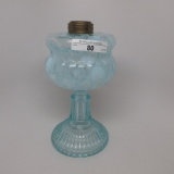 #1 stand lamp in King Melon pattern coin spots on blue/green font, stem & b