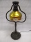 Tiffany Studios Harp desk lamp w/ Gold Aurene square shade. RARE.