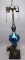 Art Glass Hanging Heart table lamp base, attire to Quezal - GREAT COLOR!
