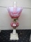 LG Wright cranberry opal Daisy & Fern lamp w/ matching shade