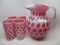 Fenton cranberry opalescent Coin Spot 5 pc water set w/ ice lip