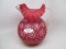 Fenton / LG Wright cranberry opal satin Snow Flake water pitcher
