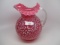 Fenton / LG Wright cranberry opal Daisy & Fern water pitcher