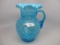 Victorian opalescent blue opal Button & Braids water pitcher