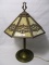 Early carmel slag glass table lamp w/ 14