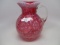 Victorian opalescent cranberry opal Daisy & Fern water pitcher.