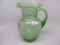Victorian opalescent green opal Button & Braids 7pc water pitcher