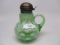 Victorian Opalescent green opal Coin Dot Syrup pitcher