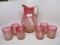 Victorian Amberina 7 pc Coin Dot Mary Gregory painted water set