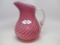Victorian opalescent cranberry opal reverse stripe water pitcher. Tough sha