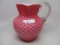 Victorian Pink cased Diamond Quilt water pitcher attrib to Consolidated gla