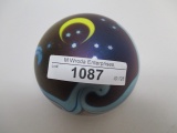 Wonderful art glass Moon & Stars paperweight approx 3.25â€. has a LCT mark