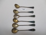 Neat set of 6 Cloisonne sugar spoons, silver-plate