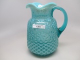 Victorian opalescent blue opal Christmas Snowflake water pitcher.
