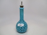 Victorian opalescent blue opal Seaweed barber bottle w/ stopper