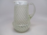 Victorian opalescent french opal Chrysanthemum base swirl water pitcher