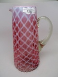 Victorian opalescent cranberry opal Ribbed Lattice tankard- Scarce