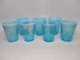 7 blue opal pattern glass Drapery tumblers