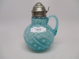 Victorian Opalescent blue opal syrup pitcher- Coin Dot & Swirl