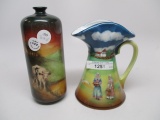 2 Royal Bayreuth scenic vases, cows and Goose girls