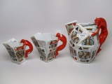 Royal Bayreuth Devil and Cards Water- Milk & Cream pitchers ( 3 items)