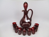 Bohemian cut to clear decanter set