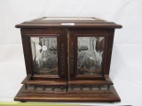 Wonderful victorian liquor set in wooden server with cordials and decanters