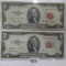 2 1953 $2 US notes