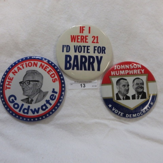 3  4"  political badges as shown