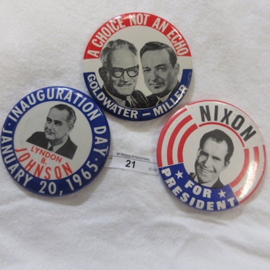 3- 3" Political buttons as shown