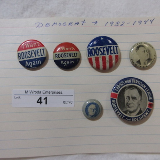 1932-44 Political buttons as shown