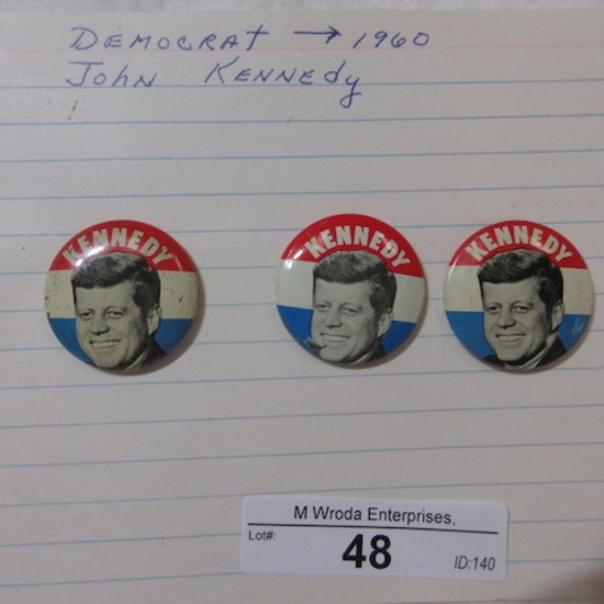 3 1960 Kennedy buttons